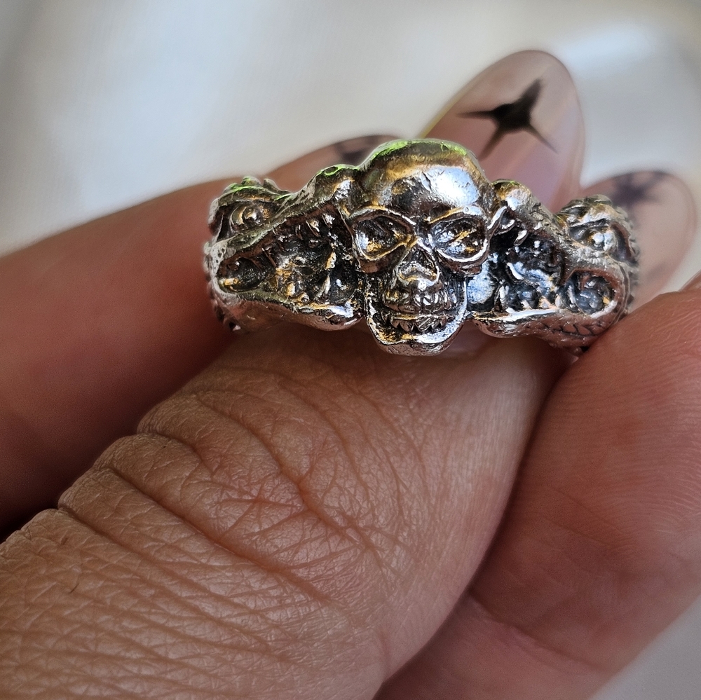 Sterling Skull and Dragon Ring